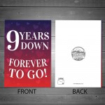 9 Years Down Forever To Go 9th Anniversary Card For Him Her