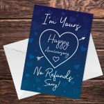 Funny Joke Anniversary Card For Him Her NO REFUNDS Sorry Humour