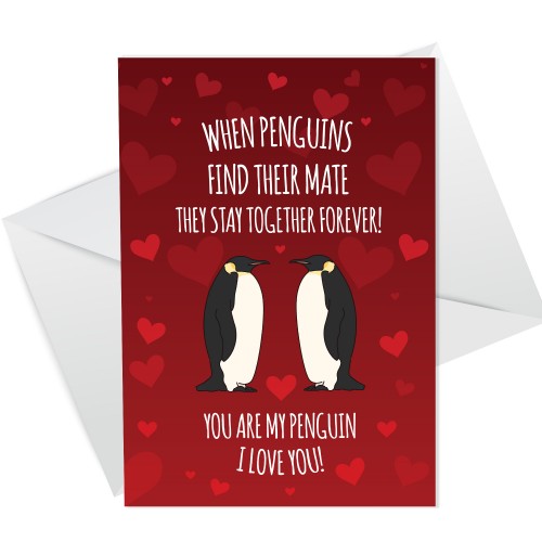 Anniversary Card For Him Her MY PENGUIN Card For Boyfriend