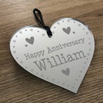 Personalised Happy Anniversary Gift For Him Her Engraved Heart