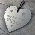 Personalised Happy Anniversary Gift For Him Her Engraved Heart
