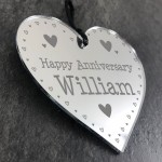 Personalised Happy Anniversary Gift For Him Her Engraved Heart