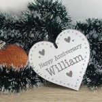 Personalised Happy Anniversary Gift For Him Her Engraved Heart