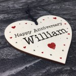 Personalised Happy Anniversary Heart Gift For Him Her Novelty