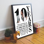 10th Anniversary Gift Framed Print Personalised Husband Wife