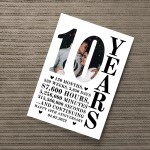 10th Anniversary Gift Print Personalised Photo Husband Wife Him