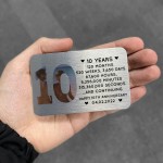 10th Anniversary Gift Personalised Card Gift For Husband Wife