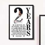 2nd Anniversary Gift Framed Print Personalised Husband Wife