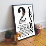 2nd Anniversary Gift Framed Print Personalised Husband Wife