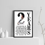 2nd Anniversary Gift Framed Print Personalised Husband Wife