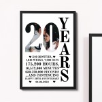 20th Anniversary Gift Framed Print Personalised Husband Wife