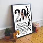 20th Anniversary Gift Framed Print Personalised Husband Wife