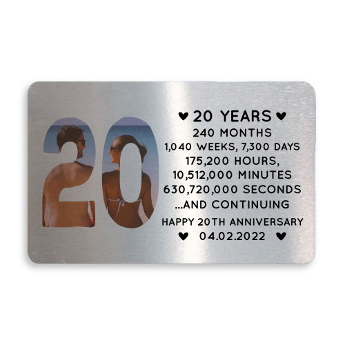 20th Anniversary Gift Personalised Card Gift For Husband Wife