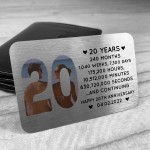 20th Anniversary Gift Personalised Card Gift For Husband Wife