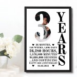 3rd Anniversary Gift Framed Print Personalised Husband Wife