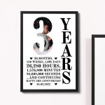 3rd Anniversary Gift Framed Print Personalised Husband Wife