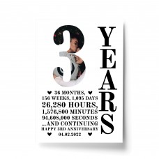 3rd Anniversary Gift Print Personalised Photo Husband Wife Him