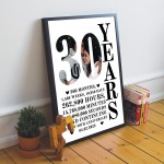 30th Anniversary Gift Framed Print Personalised Husband Wife