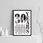 30th Anniversary Gift Framed Print Personalised Husband Wife