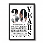 30th Anniversary Gift Framed Print Personalised Husband Wife