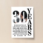 30th Anniversary Gift Print Personalised Photo Husband Wife 