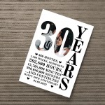 30th Anniversary Gift Print Personalised Photo Husband Wife 