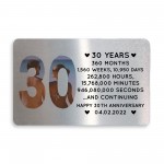 30th Anniversary Gift Personalised Photo Card Husband Wife