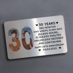 30th Anniversary Gift Personalised Photo Card Husband Wife