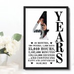 4th Anniversary Gift Framed Print Personalised Husband Wife