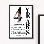4th Anniversary Gift Framed Print Personalised Husband Wife