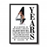 4th Anniversary Gift Framed Print Personalised Husband Wife