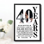 40th Anniversary Gift Framed Print Personalised Husband Wife