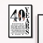 40th Anniversary Gift Framed Print Personalised Husband Wife