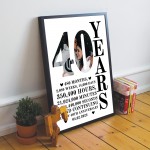 40th Anniversary Gift Framed Print Personalised Husband Wife