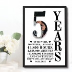 5th Anniversary Gift Framed Print Personalised Husband Wife