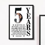 5th Anniversary Gift Framed Print Personalised Husband Wife