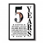 5th Anniversary Gift Framed Print Personalised Husband Wife