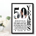 50th Anniversary Gift Framed Print Personalised Husband Wife