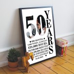 50th Anniversary Gift Framed Print Personalised Husband Wife