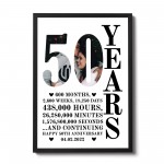 50th Anniversary Gift Framed Print Personalised Husband Wife