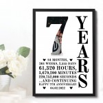7th Anniversary Gift Framed Print Personalised Husband Wife