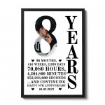 8th Anniversary Gift Framed Print Personalised Husband Wife