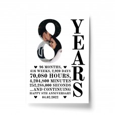 8th Anniversary Gift Print Personalised Husband Wife Him Her