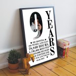 9th Anniversary Gift Framed Print Personalised Husband Wife