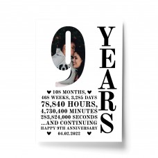 9th Anniversary Gift Print Personalised Husband Wife Him Her
