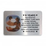 9th Anniversary Gift Personalised Card Gift For Husband Wife