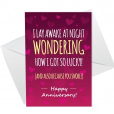Funny Anniversary Card For Him Her SNORE Card For Husband Wife