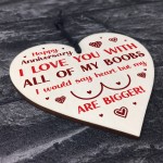 Funny Anniversary Gift For Him Men Wood Heart Husband Boyfriend