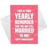 Funny Wedding Anniversary Card For Husband Wife Joke Card