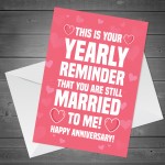 Funny Wedding Anniversary Card For Husband Wife Joke Card